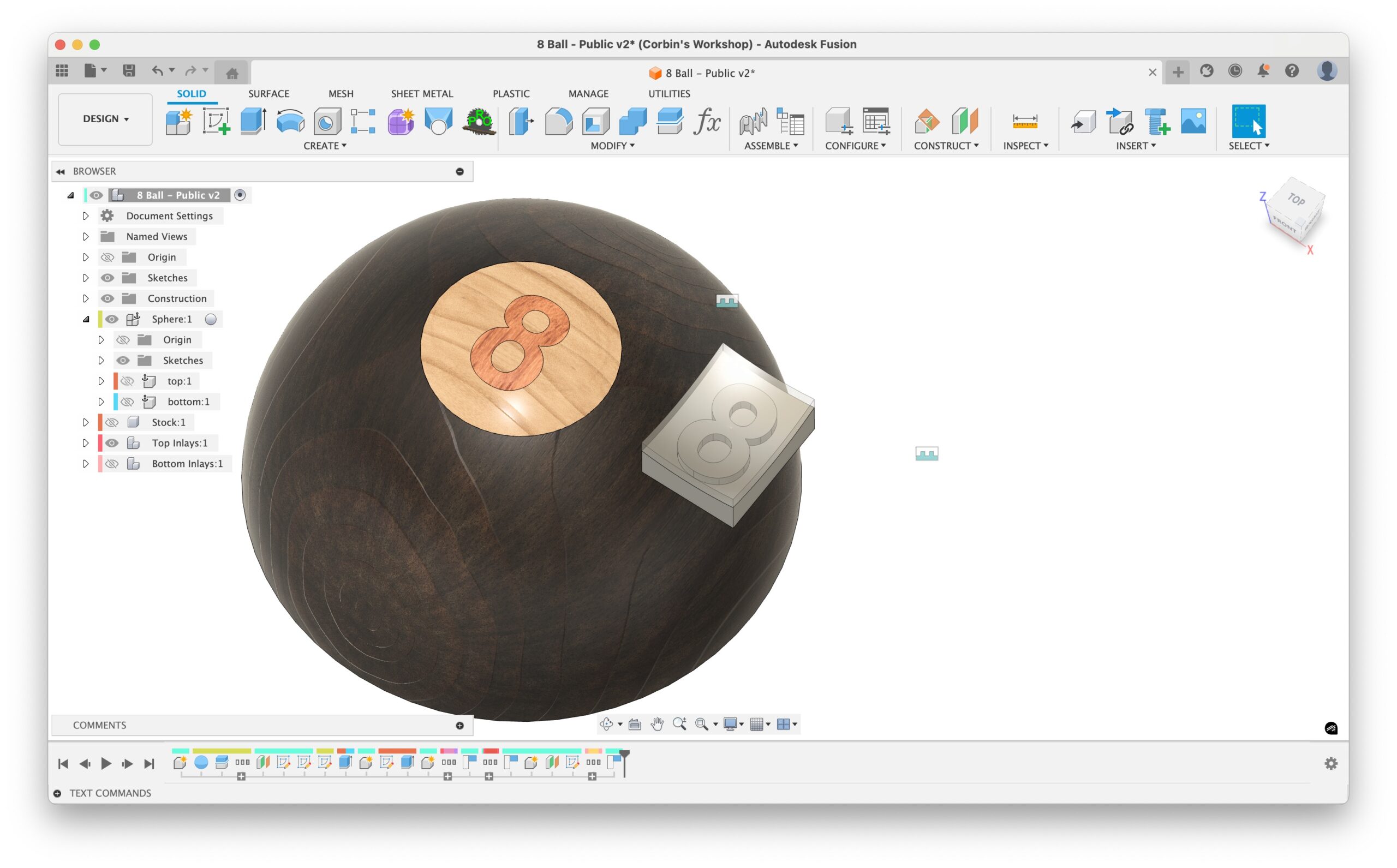 Digital File: Curved VCarve Inlay - Eight Ball / Eagle on Sphere