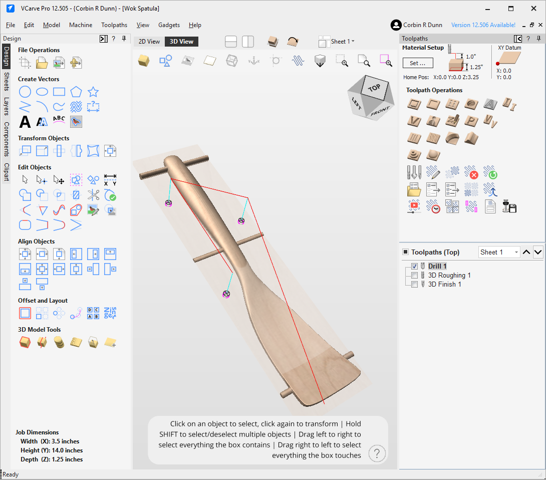 Digital Files: Wok Spatula - Directions, Vectric VCarve File, Fusion CAD/CAM, and STL Model - Image 6