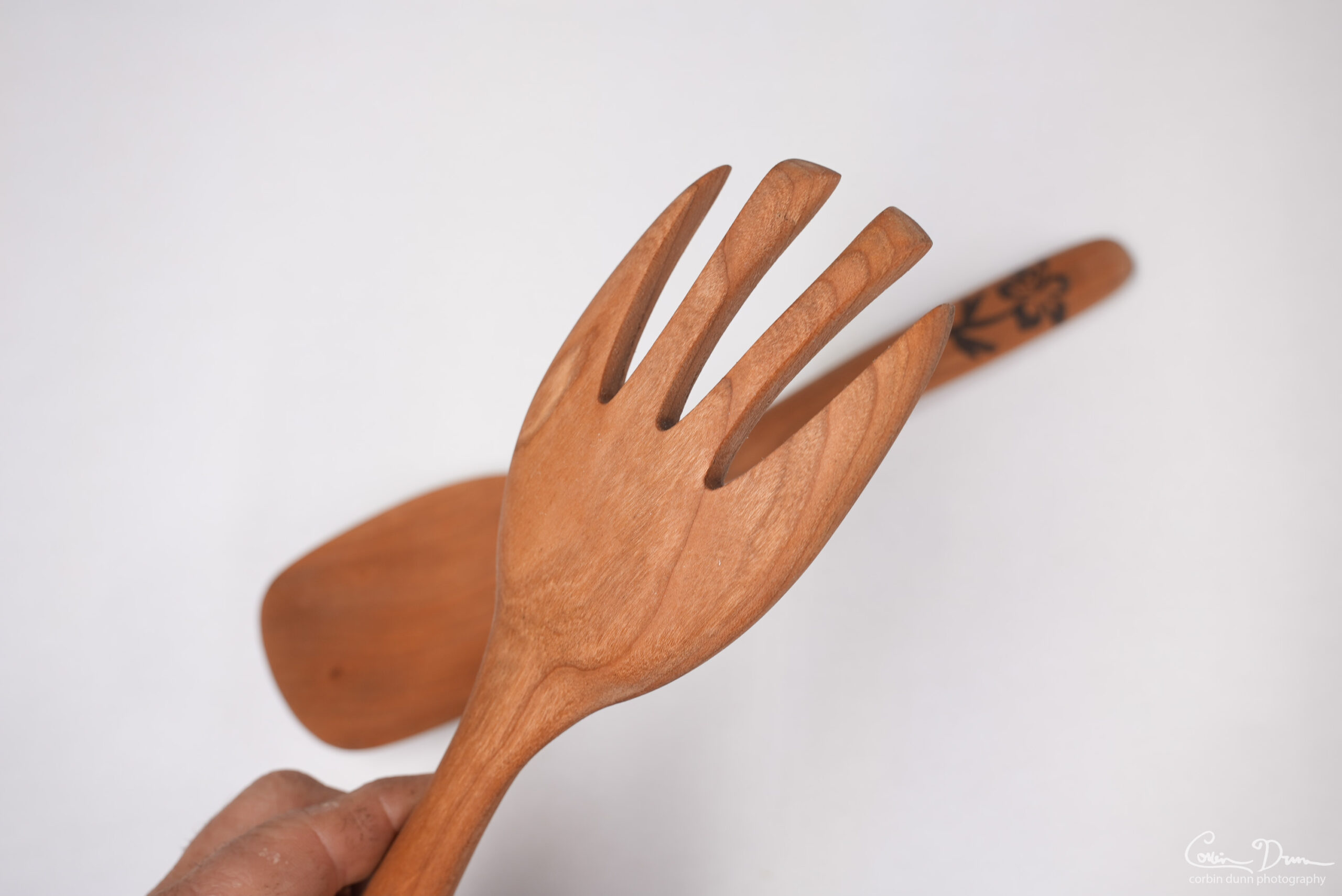 Fork with Rose Inlay - Cherry with Walnut - Image 3