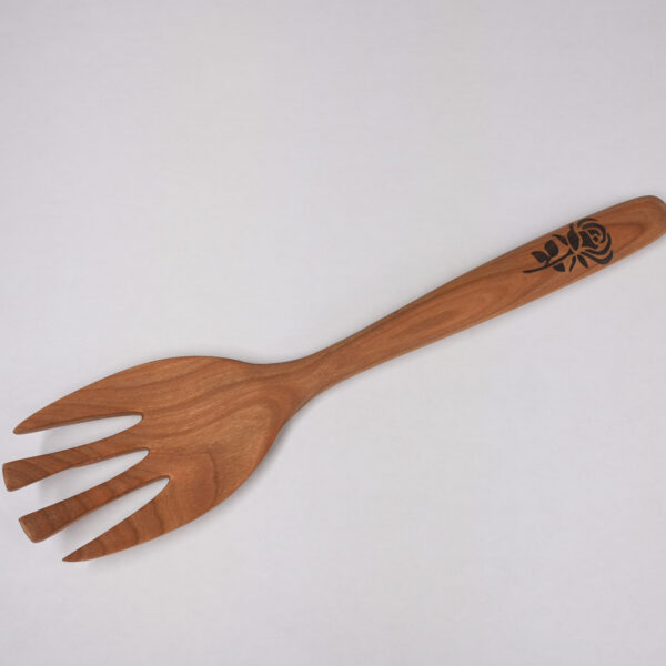 Fork with Rose Inlay - Cherry with Walnut