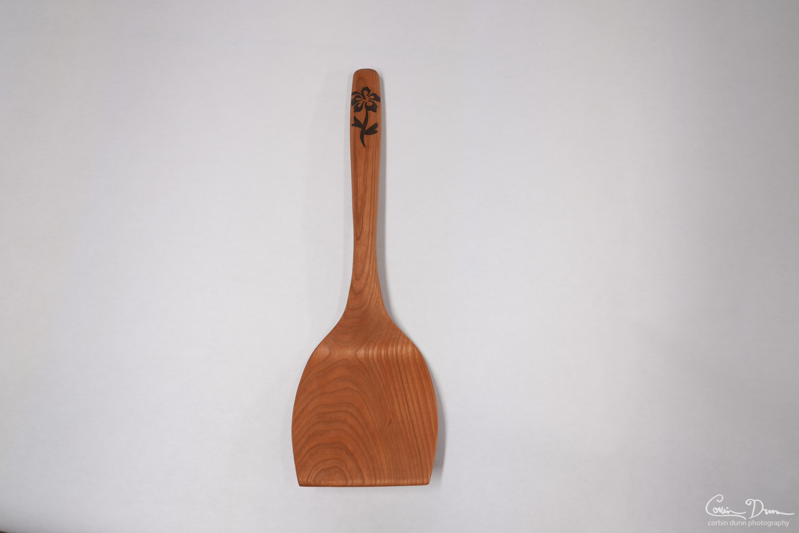 Spatula with Hibiscus Inlay - Cherry and Walnut - Image 3