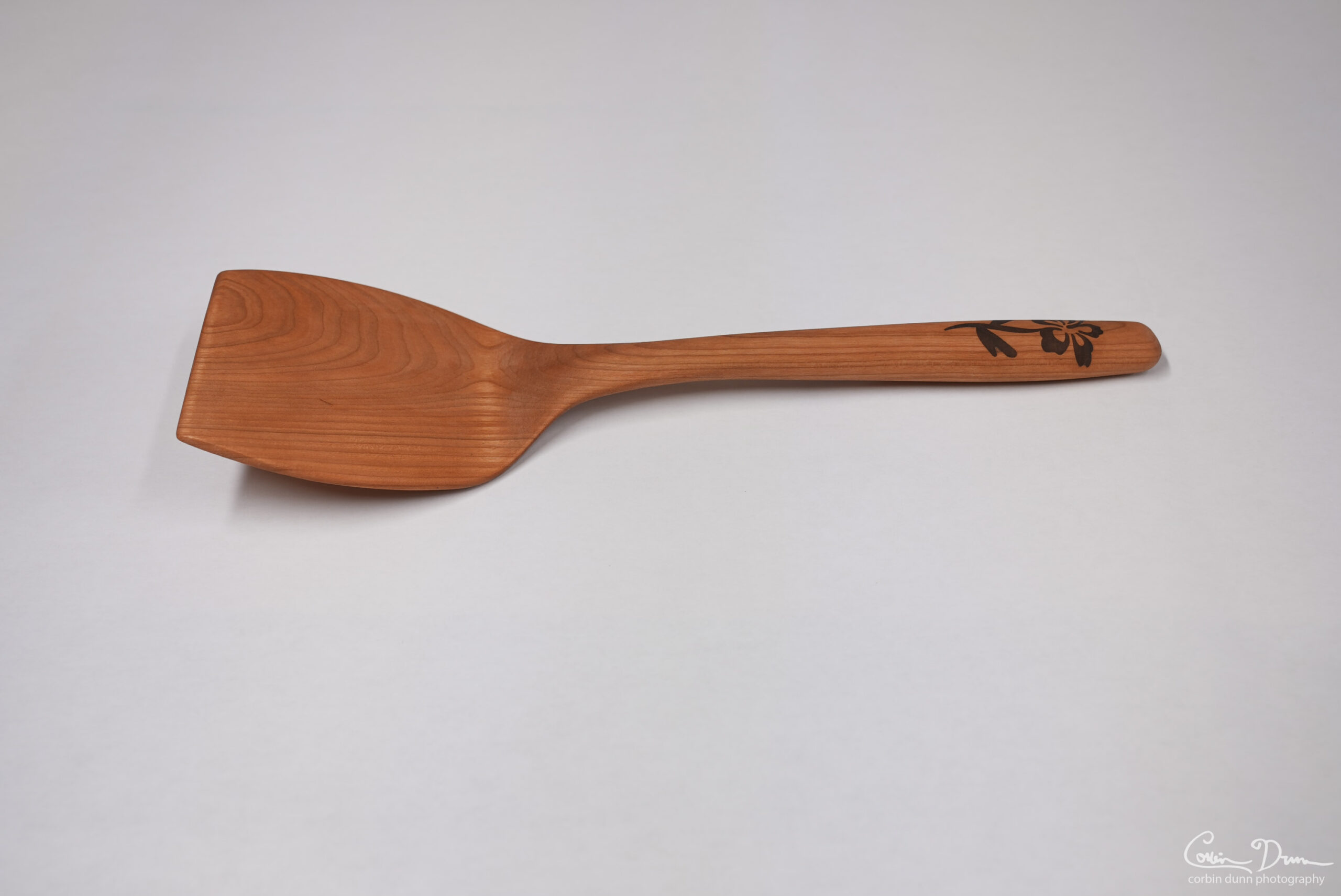 Spatula with Hibiscus Inlay - Cherry and Walnut - Image 6