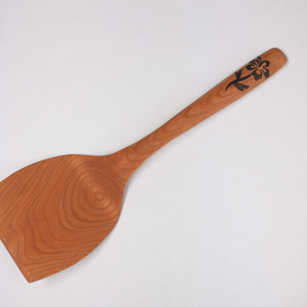 Spatula with Hibiscus Inlay - Cherry and Walnut