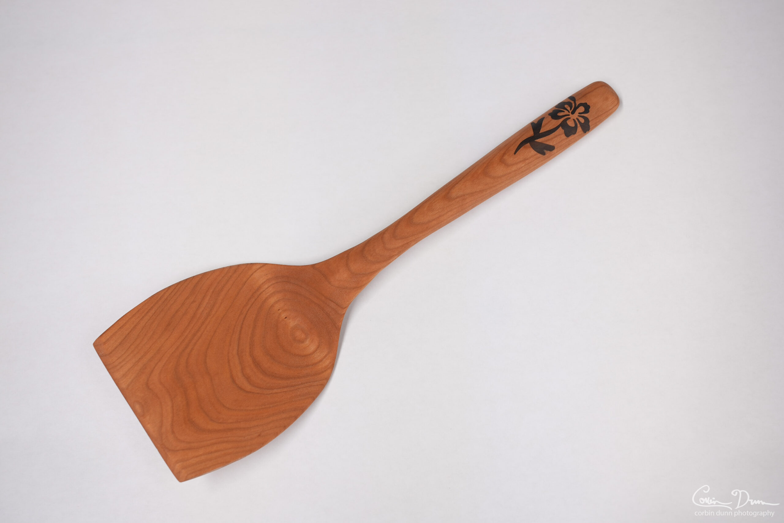 Spatula with Hibiscus Inlay - Cherry and Walnut