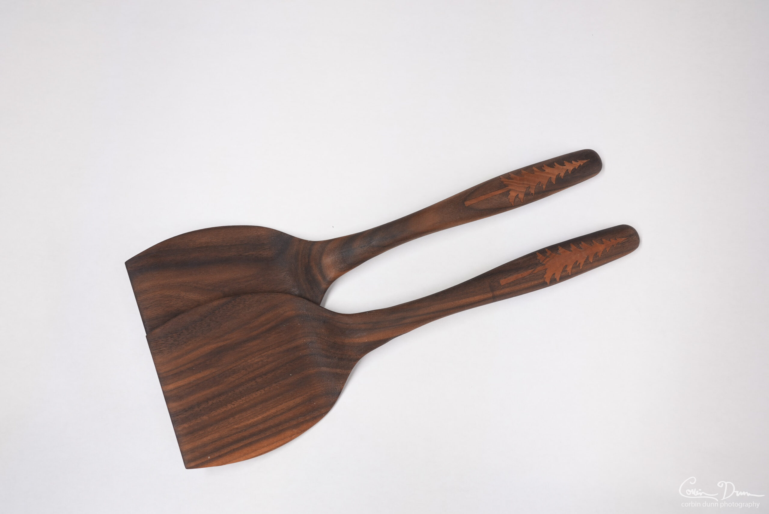 Spatula with Tree Inlay - Walnut with Cherry Inlay - Image 3