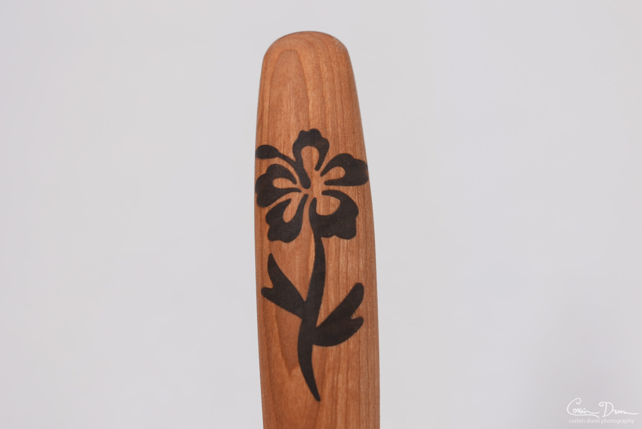 Wok Spatula with Hibiscus Inlay - Cherry and Walnut - Image 4