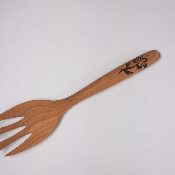 Fork with Hibiscus Inlay - Cherry with Walnut