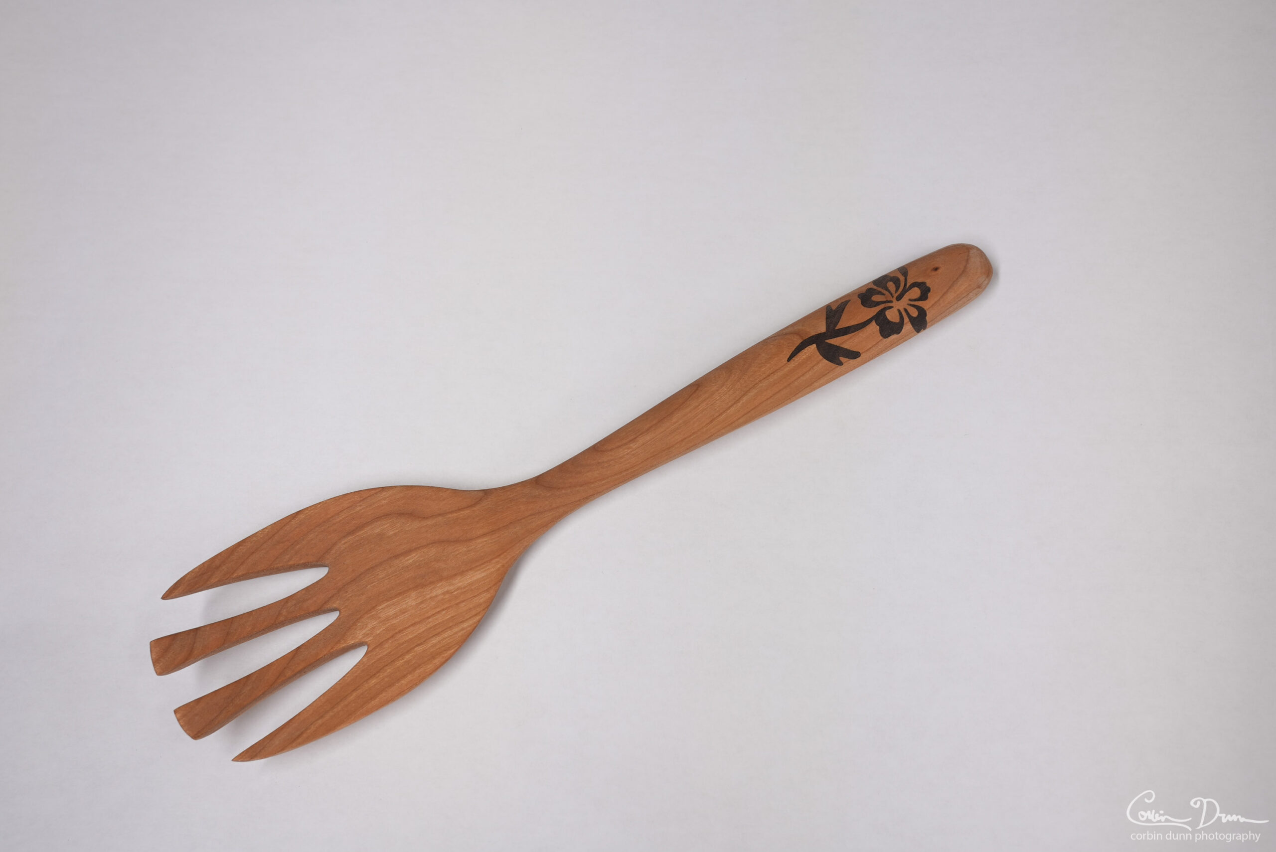 Fork with Hibiscus Inlay - Cherry with Walnut