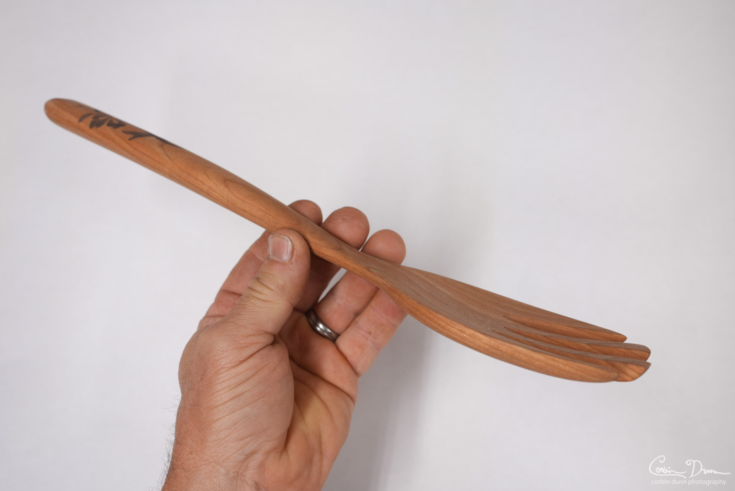 Fork with Hibiscus Inlay - Cherry with Walnut - Image 3