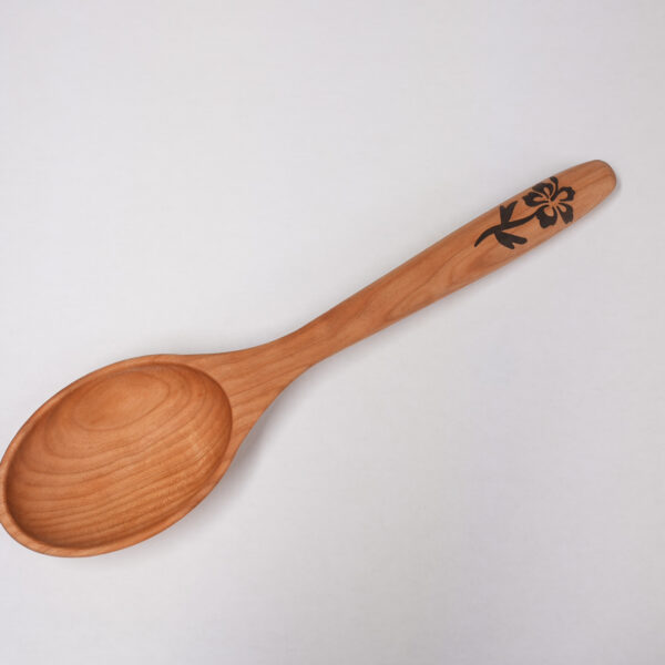 Spoon with Hibiscus Inlay - Cherry with Walnut