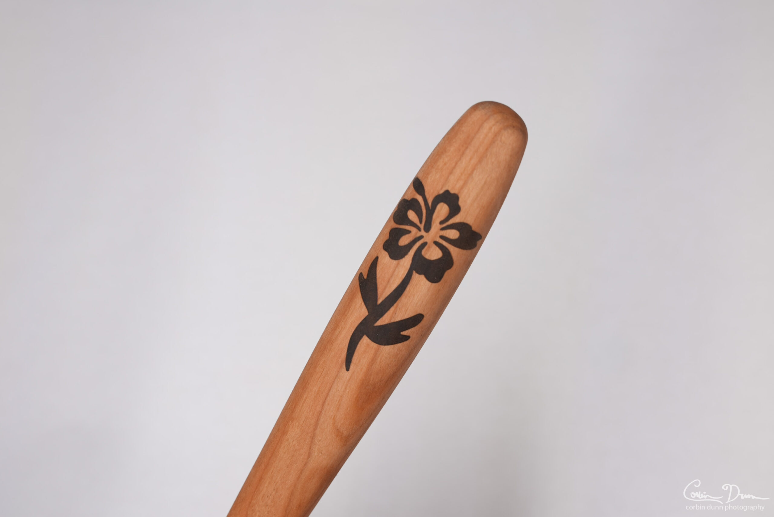 Spoon with Hibiscus Inlay - Cherry with Walnut - Image 4