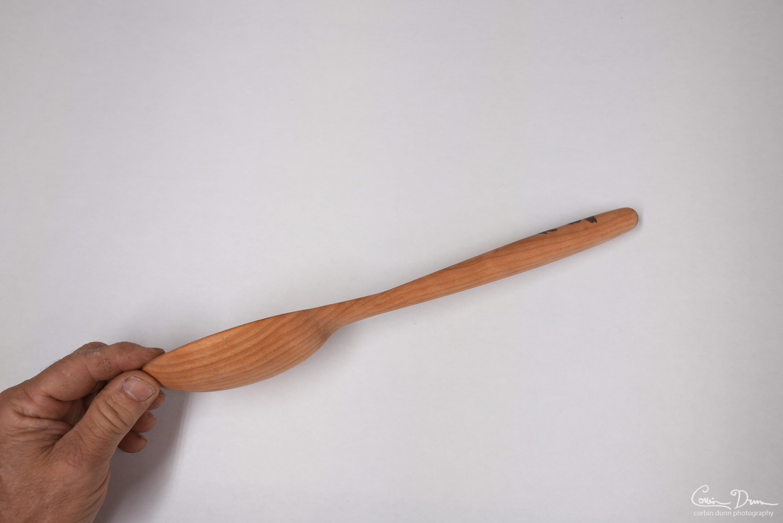 Spoon with Hibiscus Inlay - Cherry with Walnut - Image 2